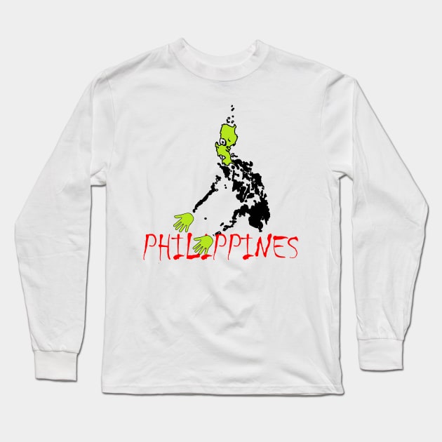 A funny map of Philippines Long Sleeve T-Shirt by percivalrussell